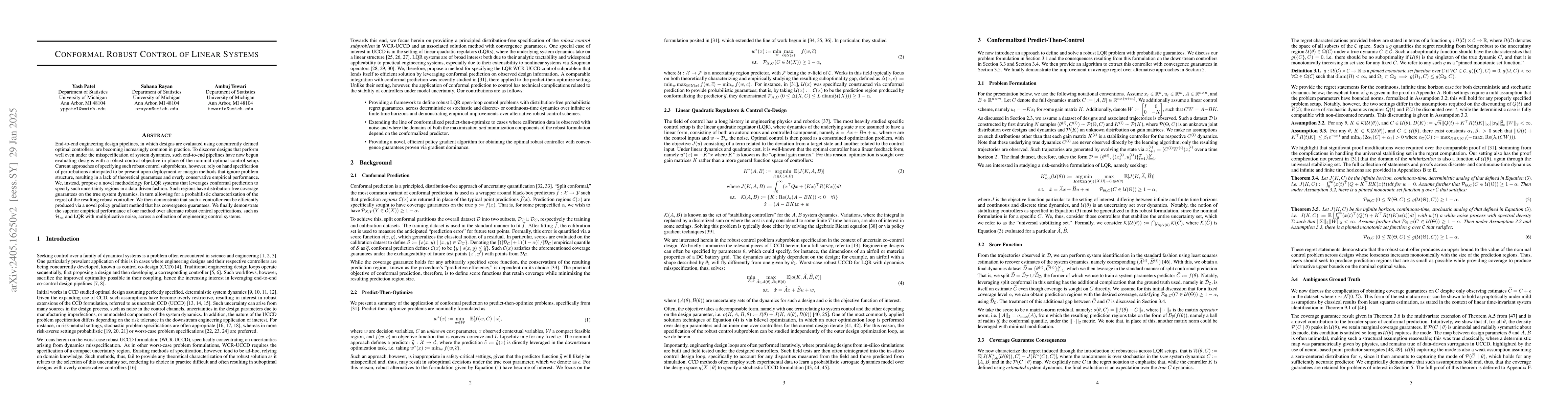 Thumbnail for Conformal Robust Control of Linear Systems