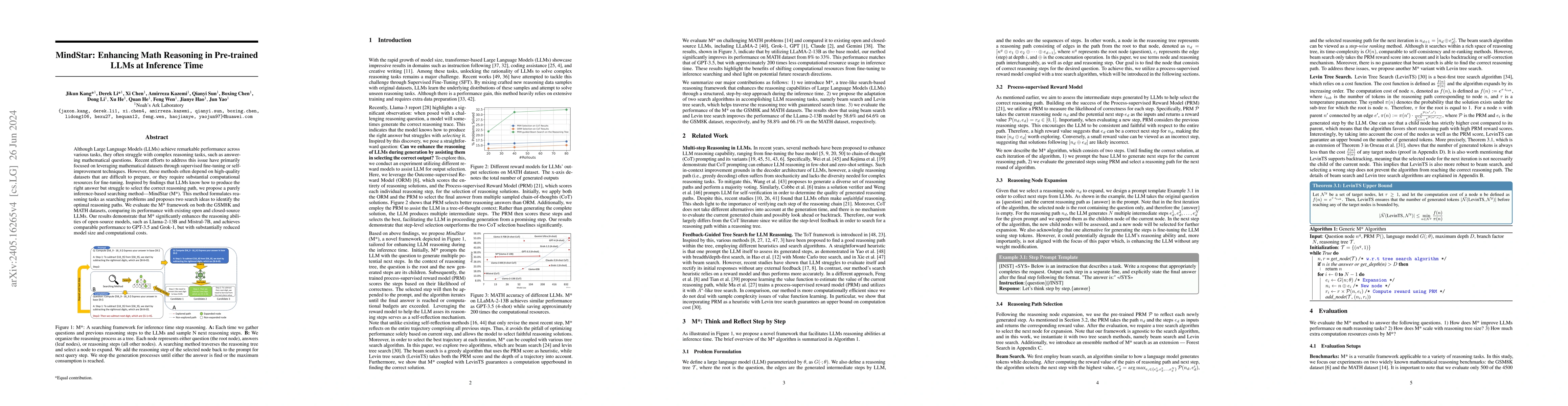 Thumbnail for MindStar: Enhancing Math Reasoning in Pre-trained LLMs at Inference Time