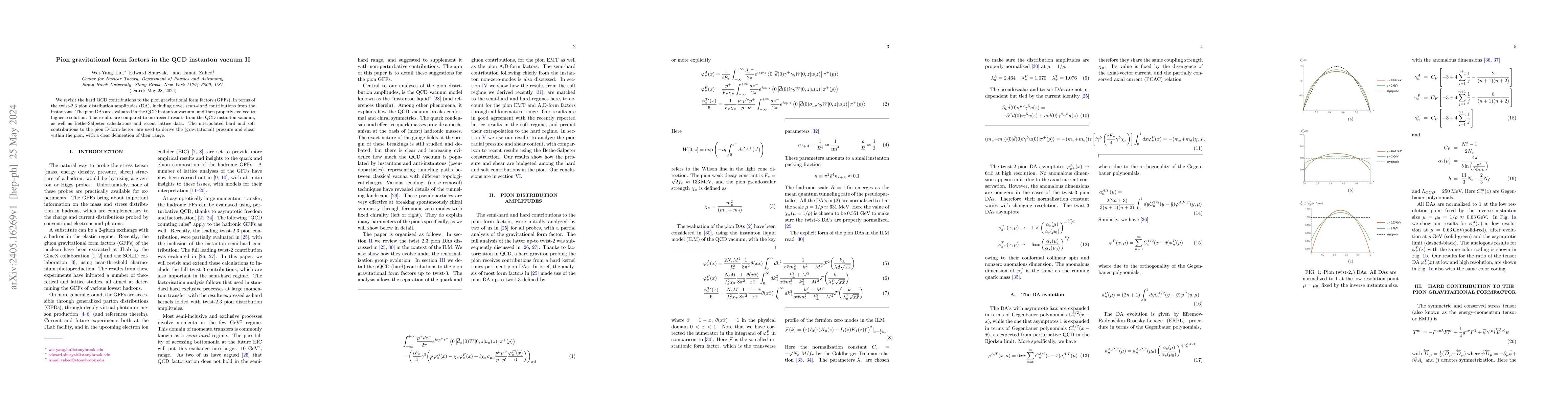 Thumbnail for Pion gravitational form factors in the QCD instanton vacuum II