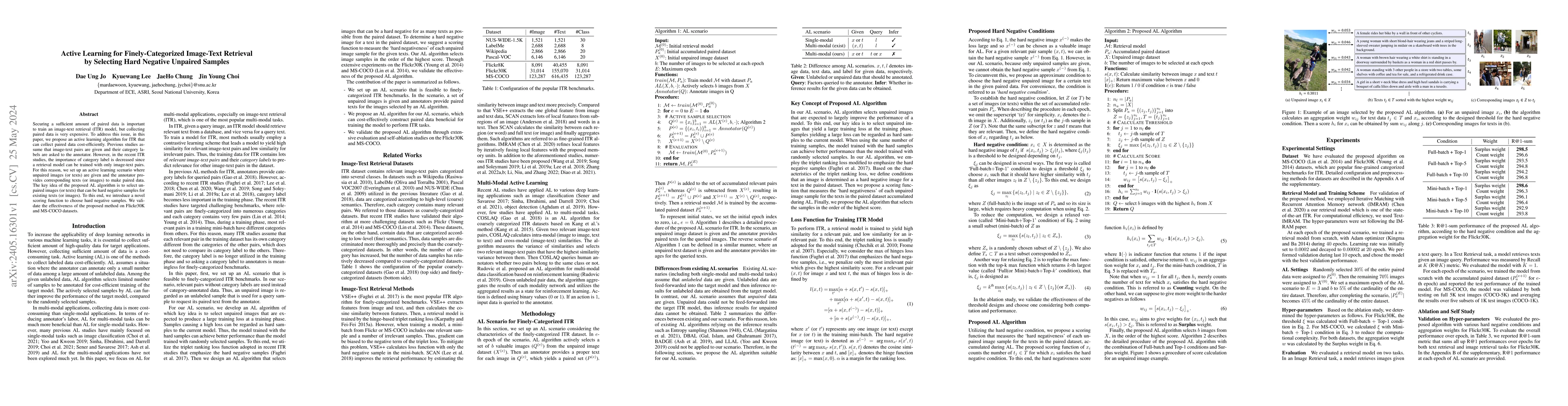 Thumbnail for Active Learning for Finely-Categorized Image-Text Retrieval by Selecting
  Hard Negative Unpaired Samples