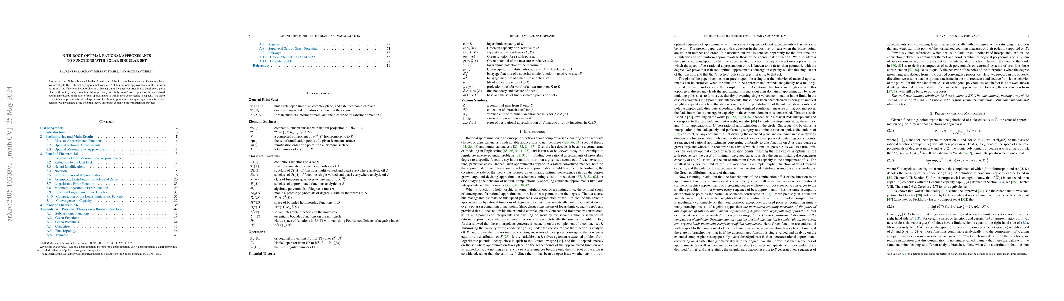 Thumbnail for n-th Root Optimal Rational Approximants to Functions with Polar Singular
  Set