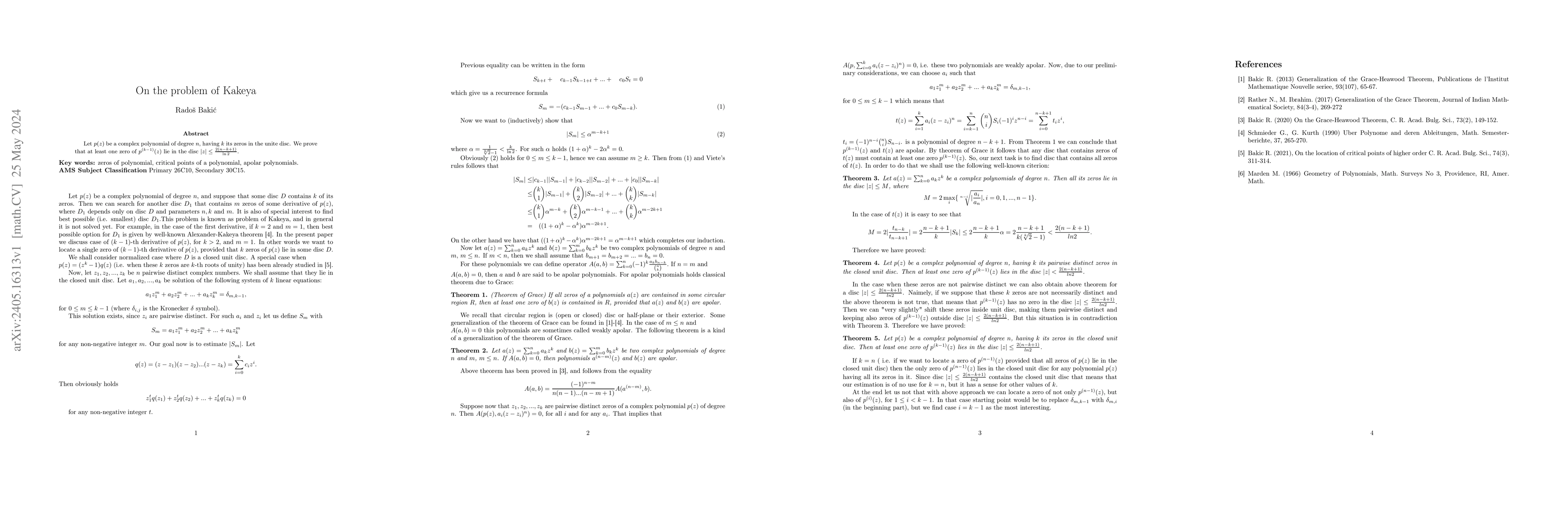 Thumbnail for On the problem of Kakeya