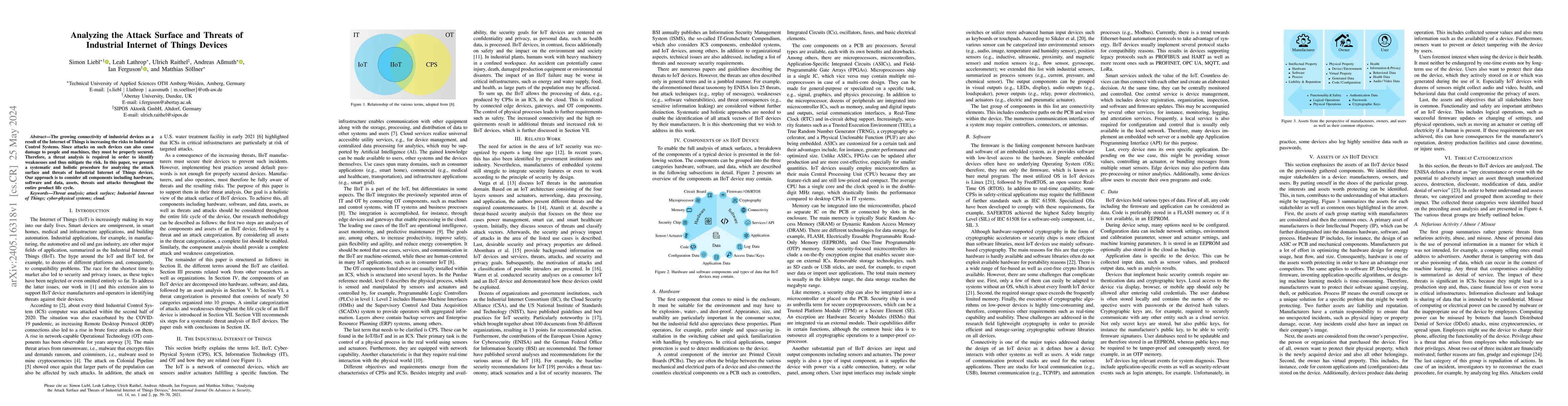 Thumbnail for Analyzing the Attack Surface and Threats of Industrial Internet of
  Things Devices