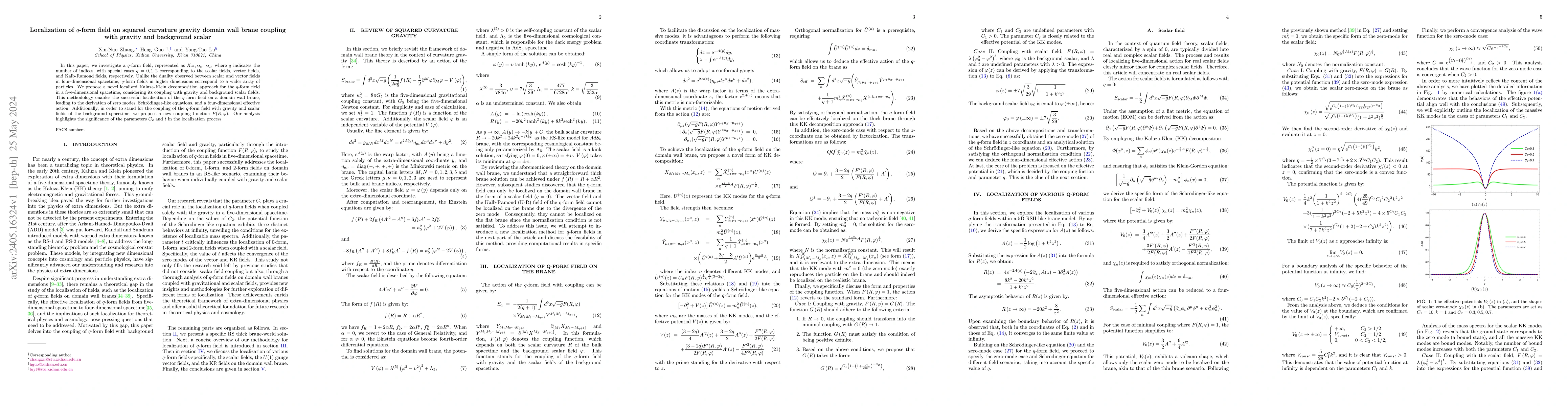 Thumbnail for Localization of $q$-form field on squared curvature gravity domain wall
  brane coupling with gravity and background scalar