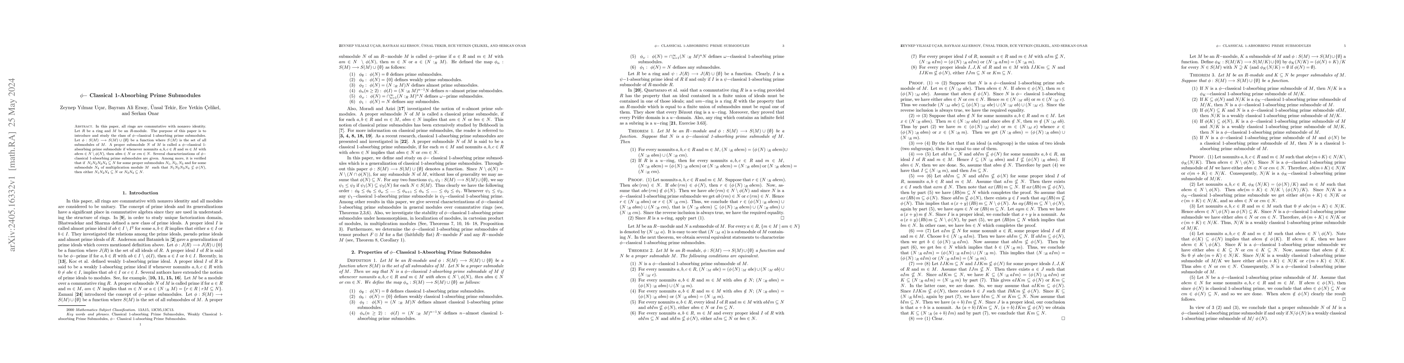 Thumbnail for Phi Classical 1-Absorbing Prime Submodule