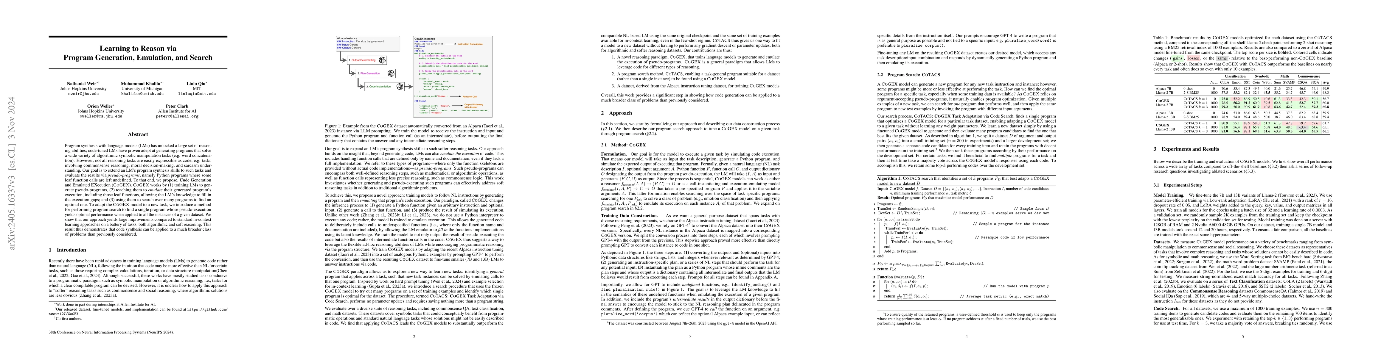 Thumbnail for Learning to Reason via Program Generation, Emulation, and Search