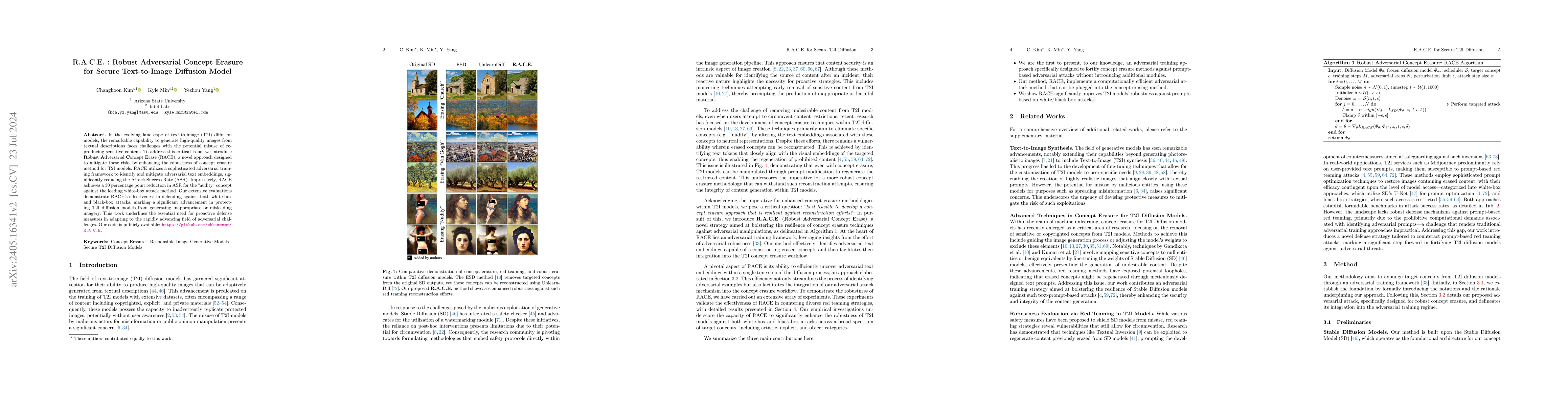 Thumbnail for R.A.C.E.: Robust Adversarial Concept Erasure for Secure Text-to-Image
  Diffusion Model