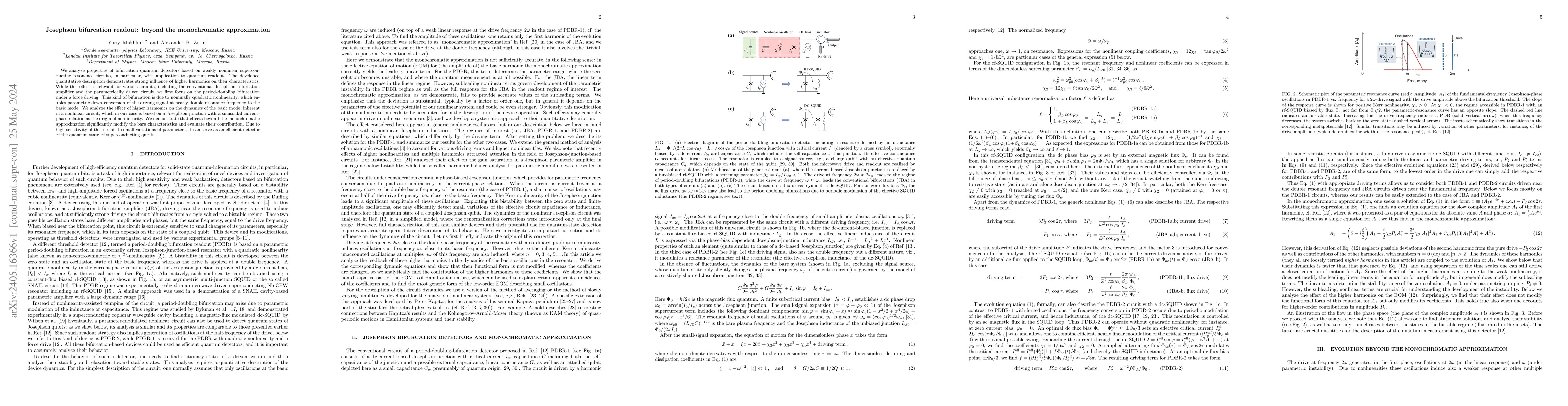 Thumbnail for Josephson bifurcation readout: beyond the monochromatic approximation