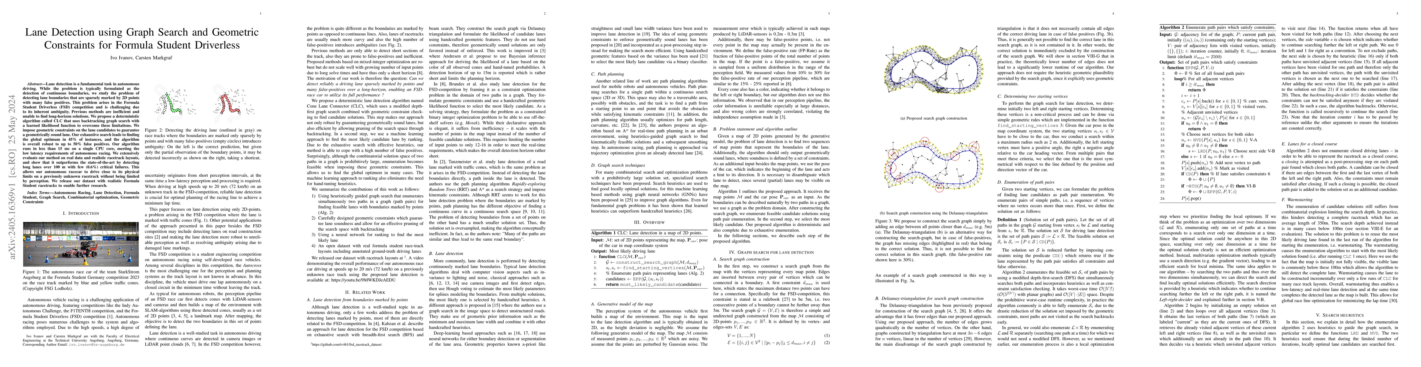 Thumbnail for Lane Detection using Graph Search and Geometric Constraints for Formula
  Student Driverless