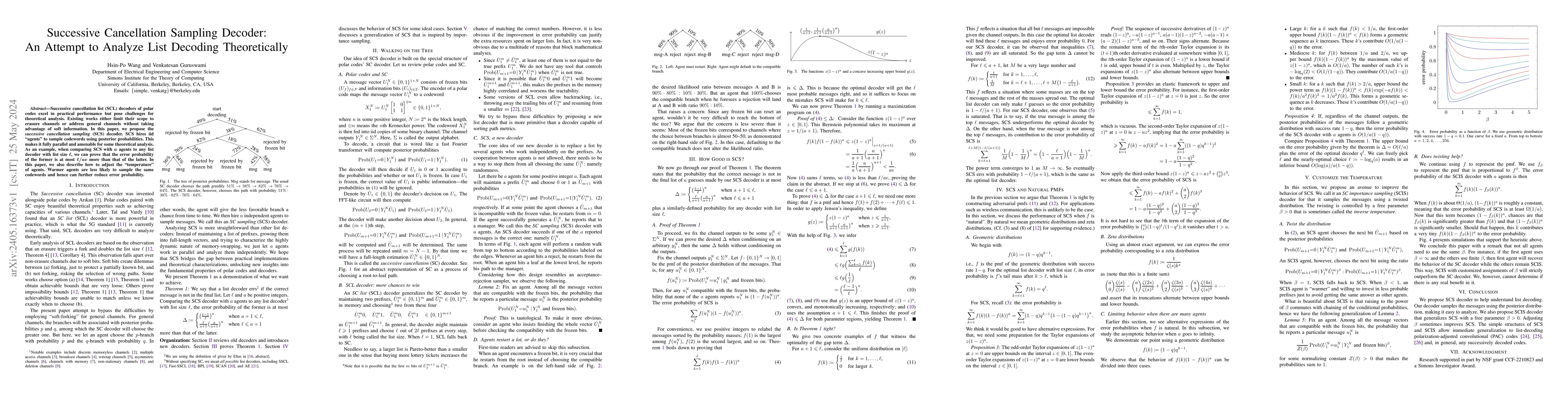 Thumbnail for Successive Cancellation Sampling Decoder: An Attempt to Analyze List
  Decoding Theoretically