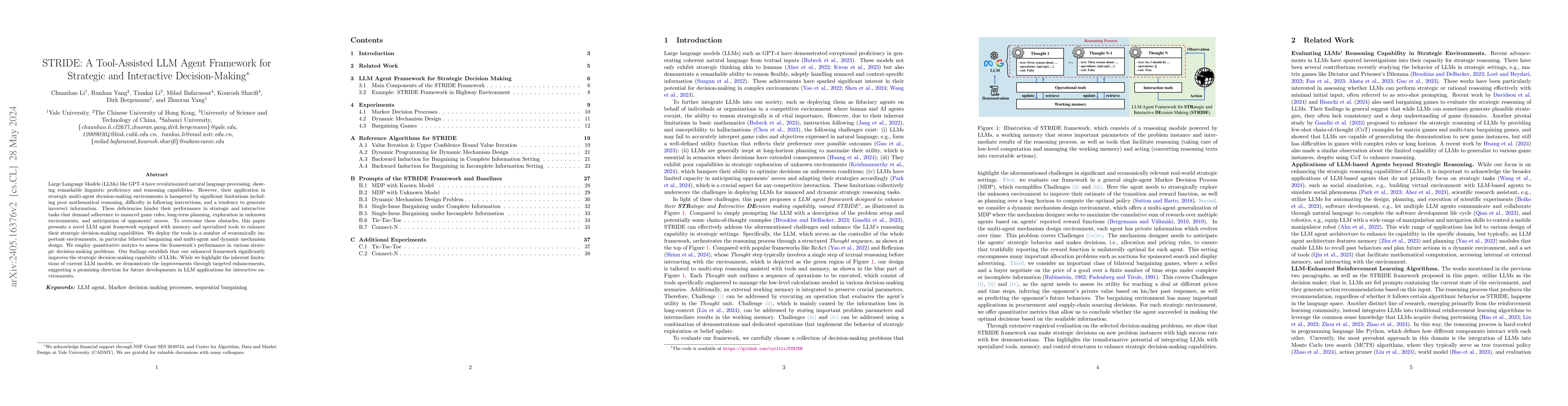 Thumbnail for STRIDE: A Tool-Assisted LLM Agent Framework for Strategic and
  Interactive Decision-Making