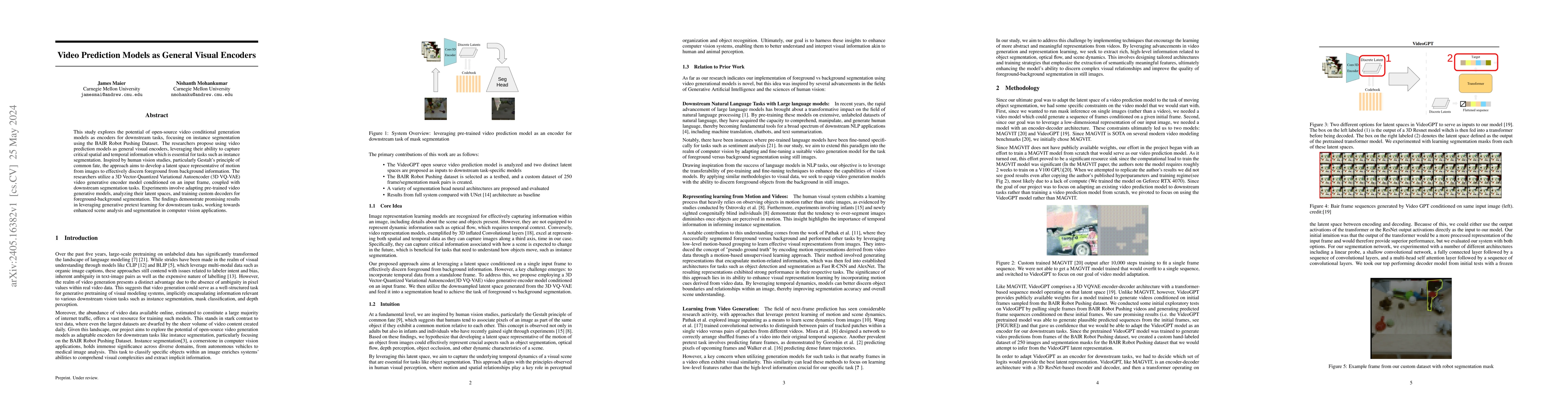 Thumbnail for Video Prediction Models as General Visual Encoders