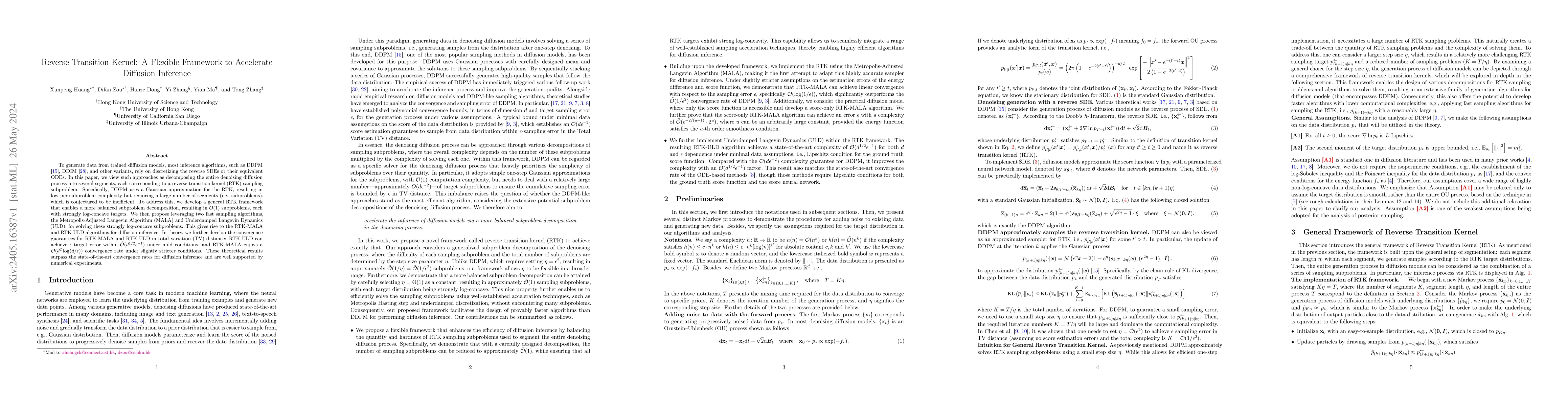 Thumbnail for Reverse Transition Kernel: A Flexible Framework to Accelerate Diffusion
  Inference