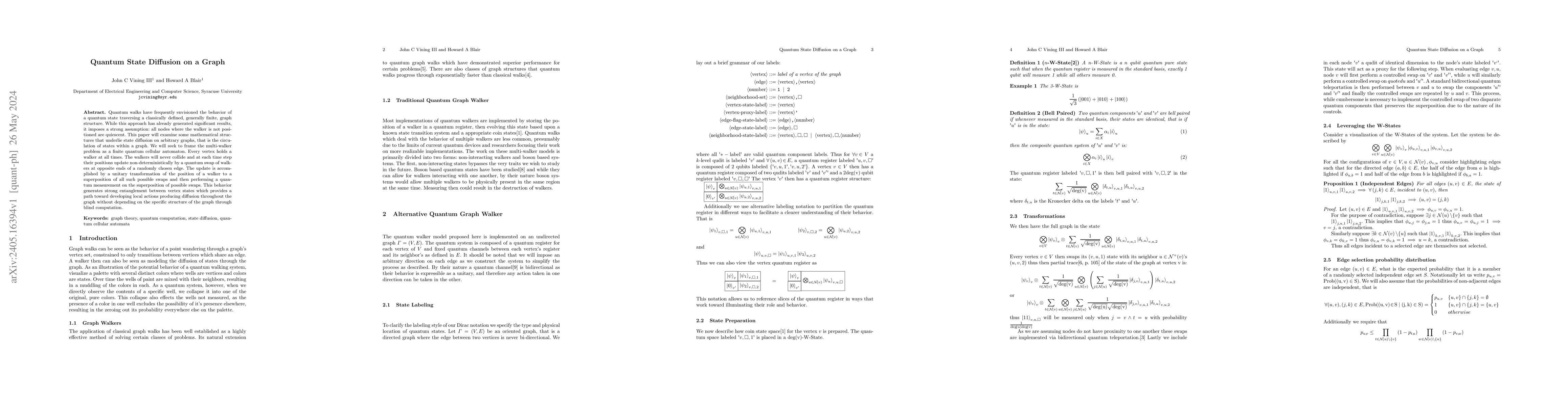 Thumbnail for Quantum State Diffusion on a Graph