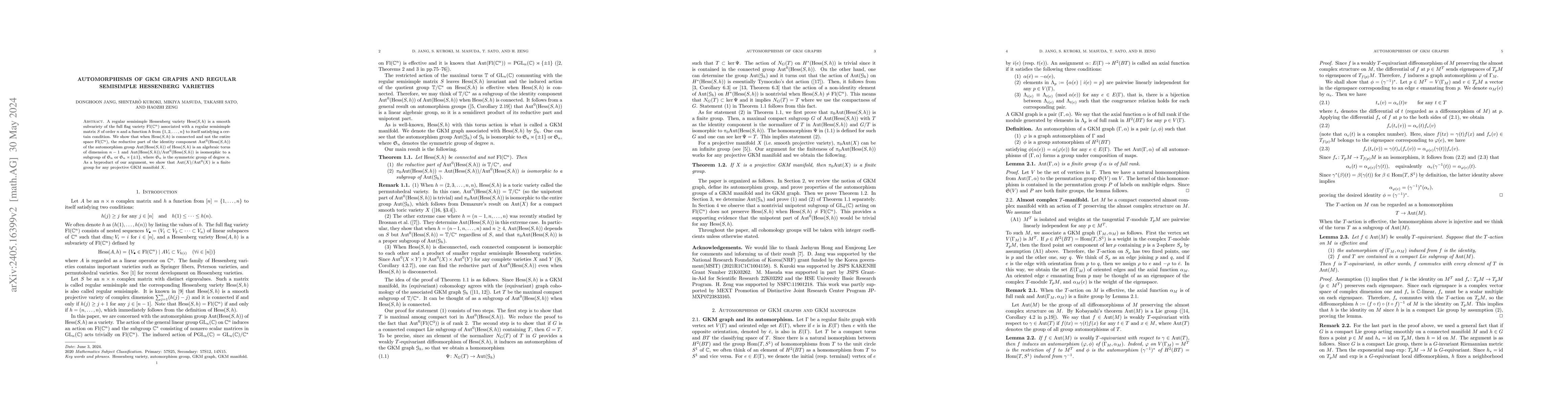 Thumbnail for Automorphisms of GKM graphs and regular semisimple Hessenberg varieties