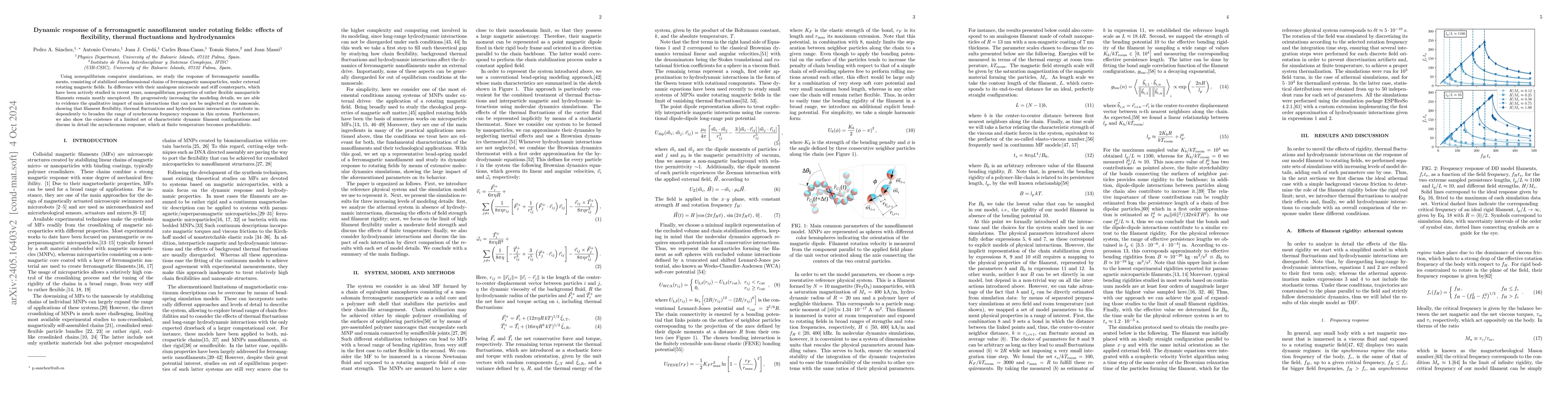 Thumbnail for Dynamic response of a ferromagnetic nanofilament under rotating fields:
  effects of flexibility, thermal fluctuations and hydrodynamics