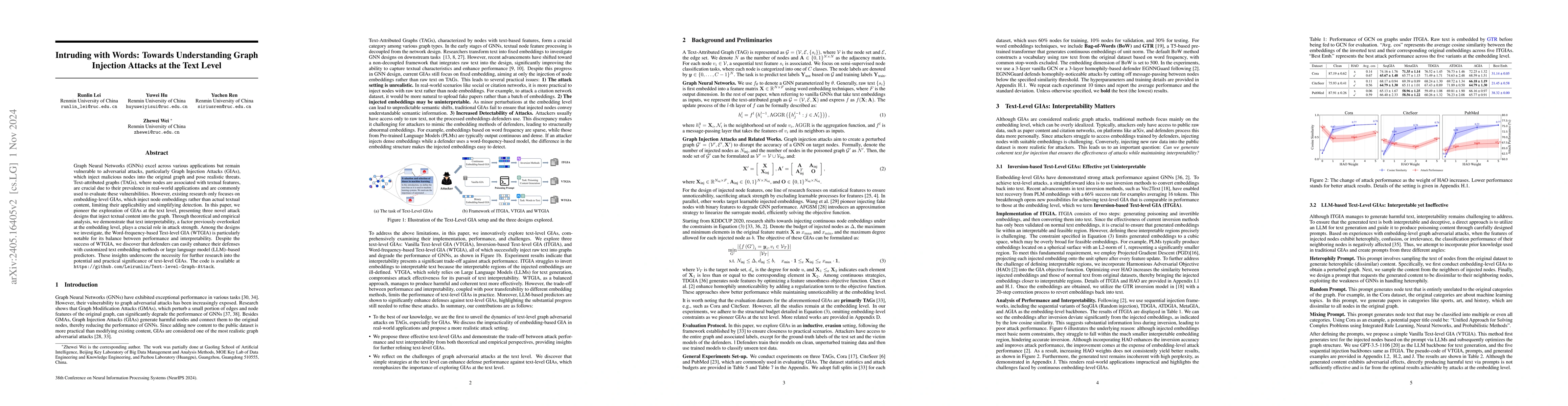 Thumbnail for Intruding with Words: Towards Understanding Graph Injection Attacks at
  the Text Level