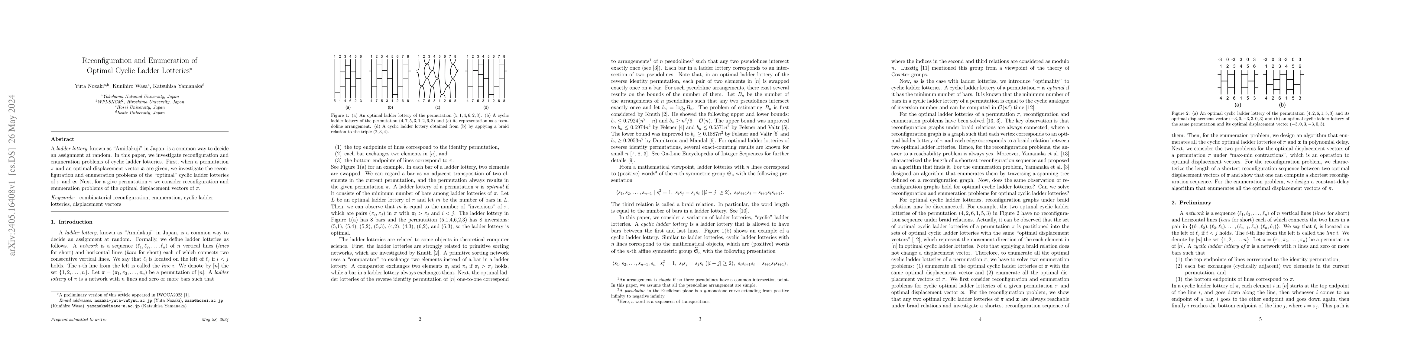 Thumbnail for Reconfiguration and Enumeration of Optimal Cyclic Ladder Lotteries