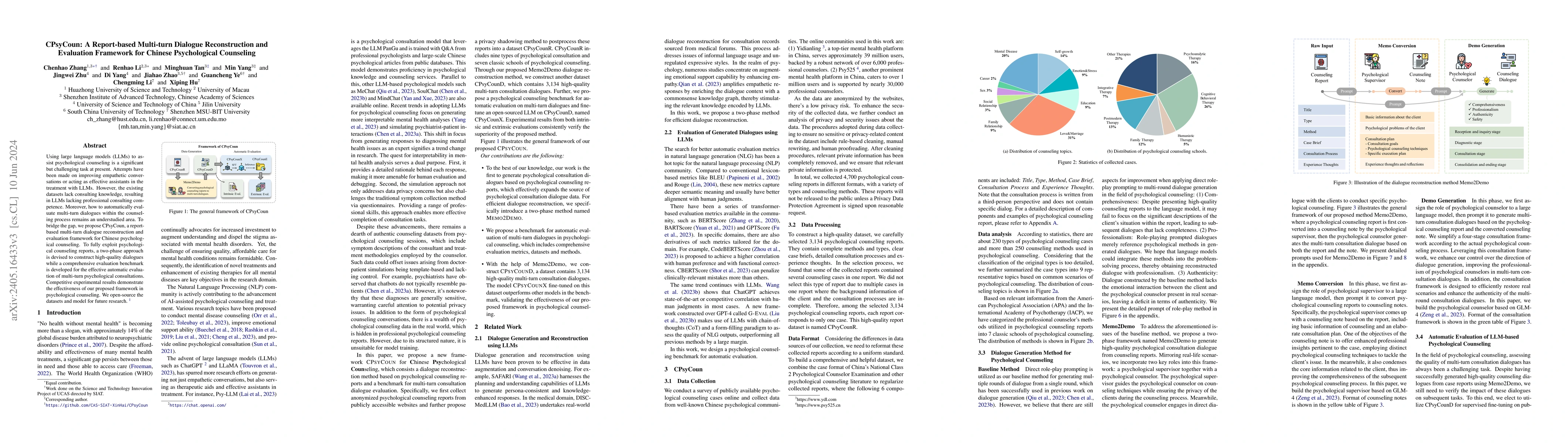 Thumbnail for CPsyCoun: A Report-based Multi-turn Dialogue Reconstruction and
  Evaluation Framework for Chinese Psychological Counseling