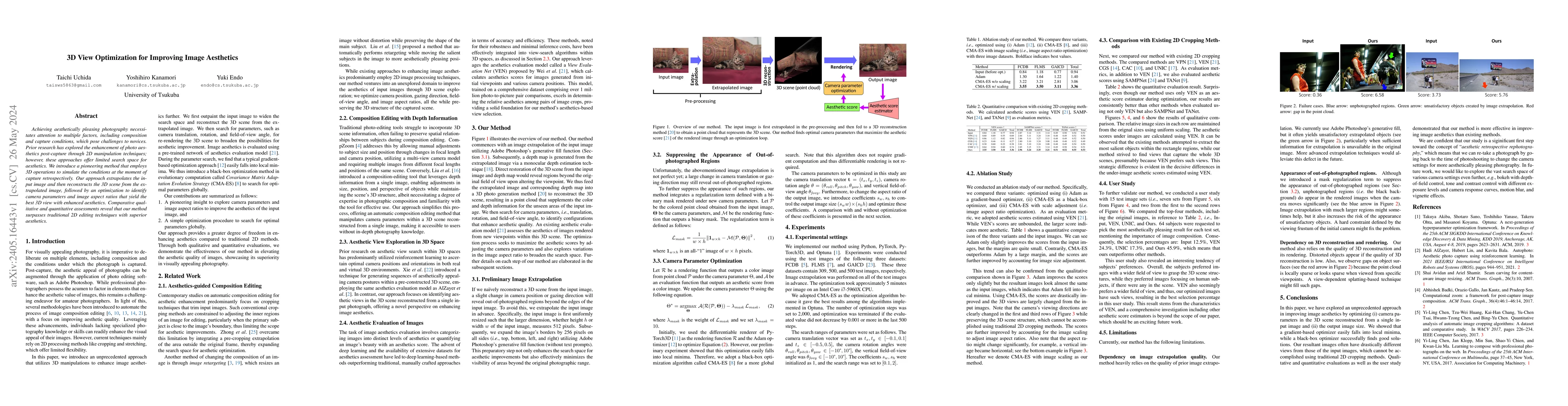 Thumbnail for 3D View Optimization for Improving Image Aesthetics