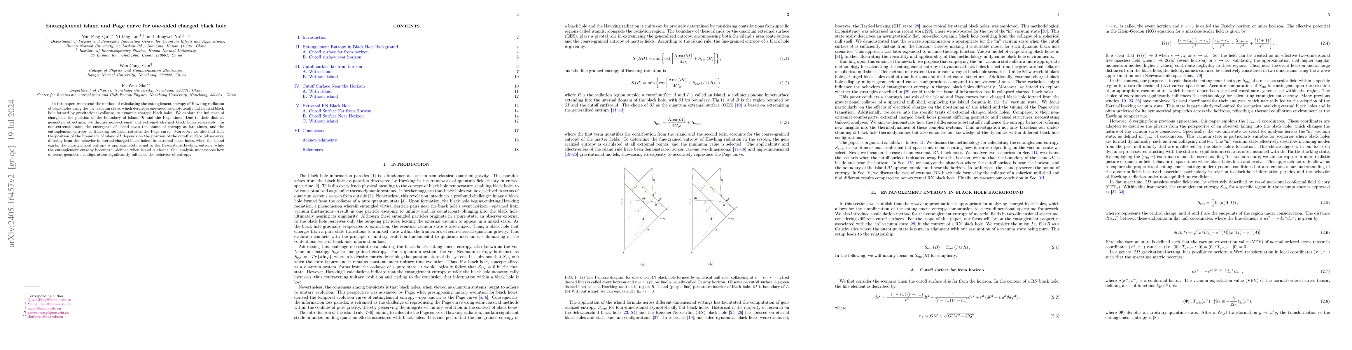 Thumbnail for Entanglement island and Page curve for one-sided charged black hole