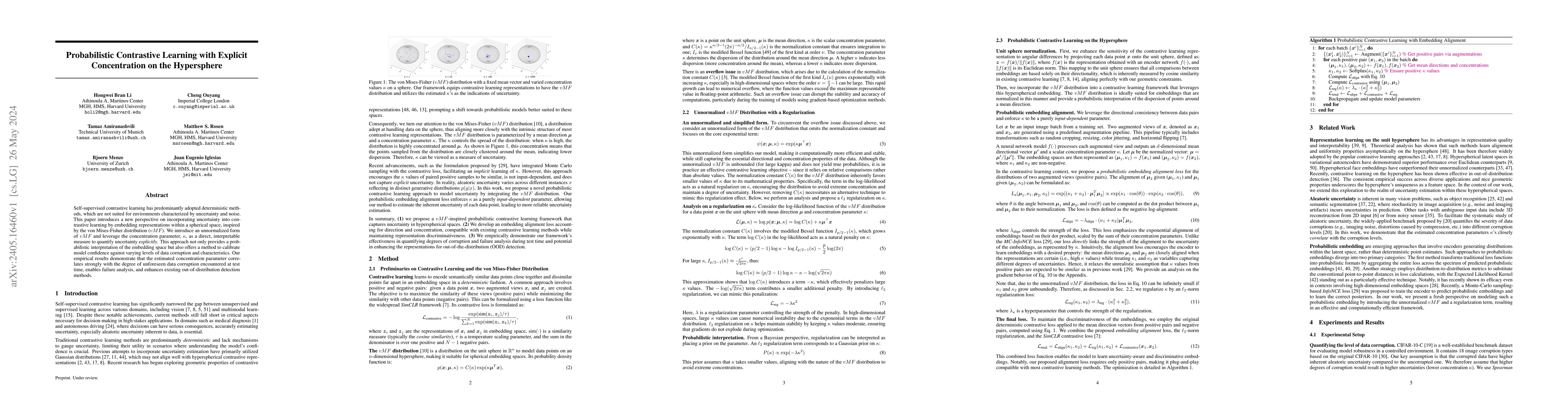 Thumbnail for Probabilistic Contrastive Learning with Explicit Concentration on the
  Hypersphere