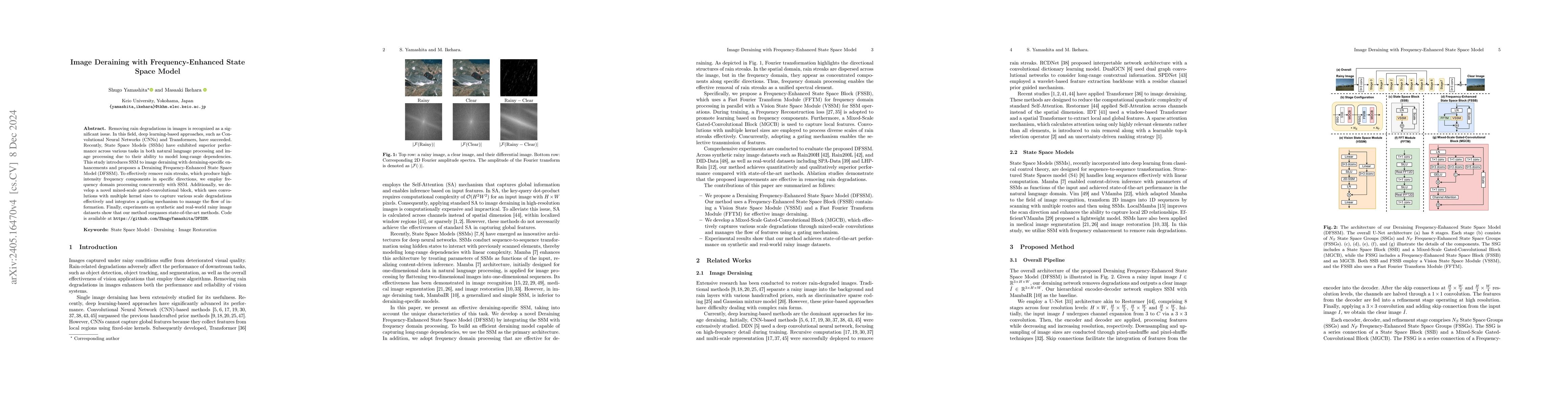 Thumbnail for Image Deraining with Frequency-Enhanced State Space Model