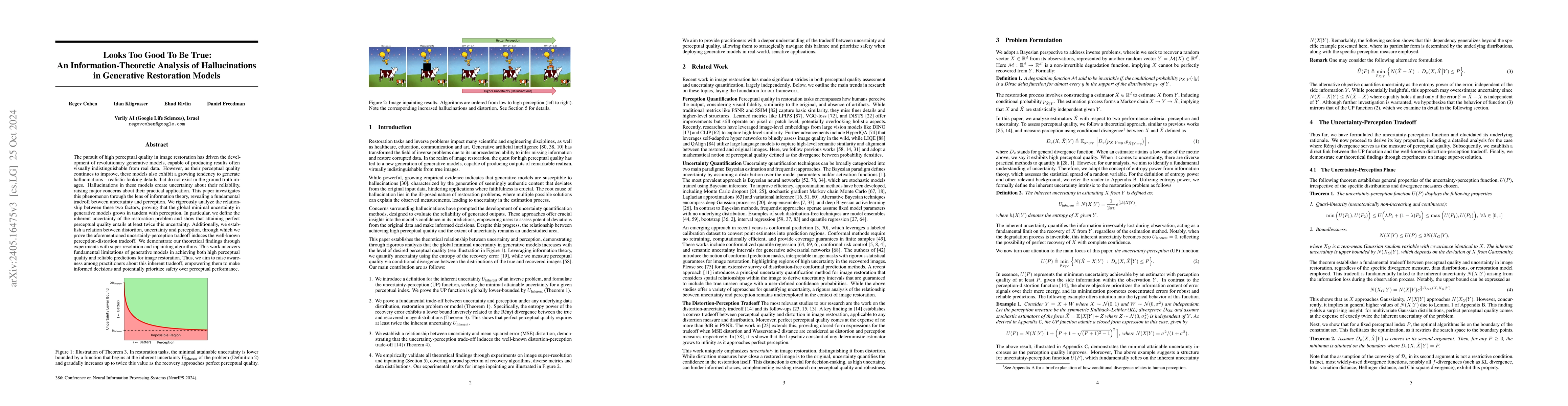 Thumbnail for Looks Too Good To Be True: An Information-Theoretic Analysis of
  Hallucinations in Generative Restoration Models