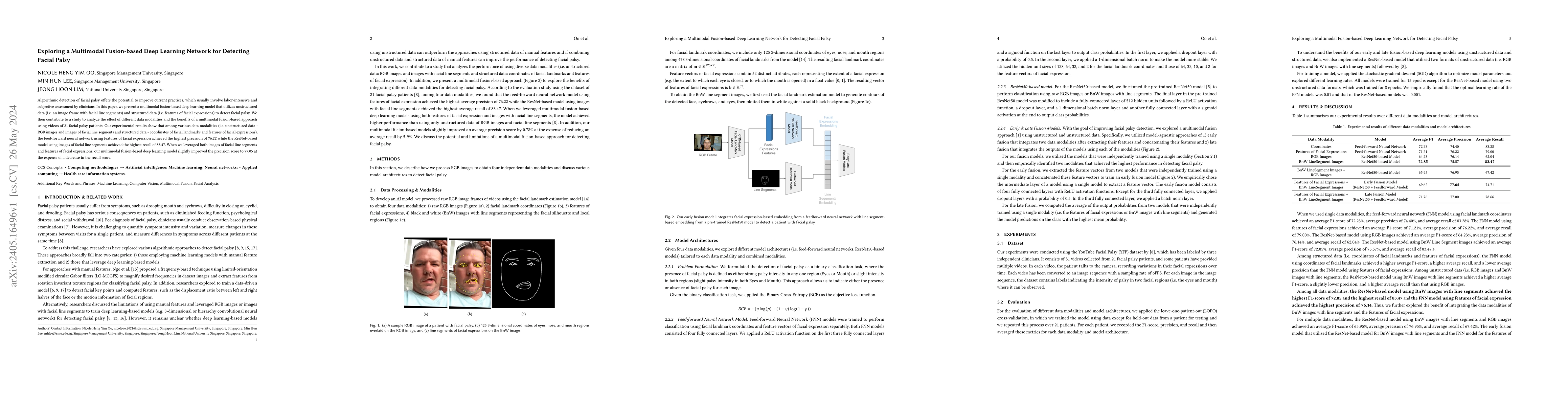 Thumbnail for Exploring a Multimodal Fusion-based Deep Learning Network for Detecting
  Facial Palsy
