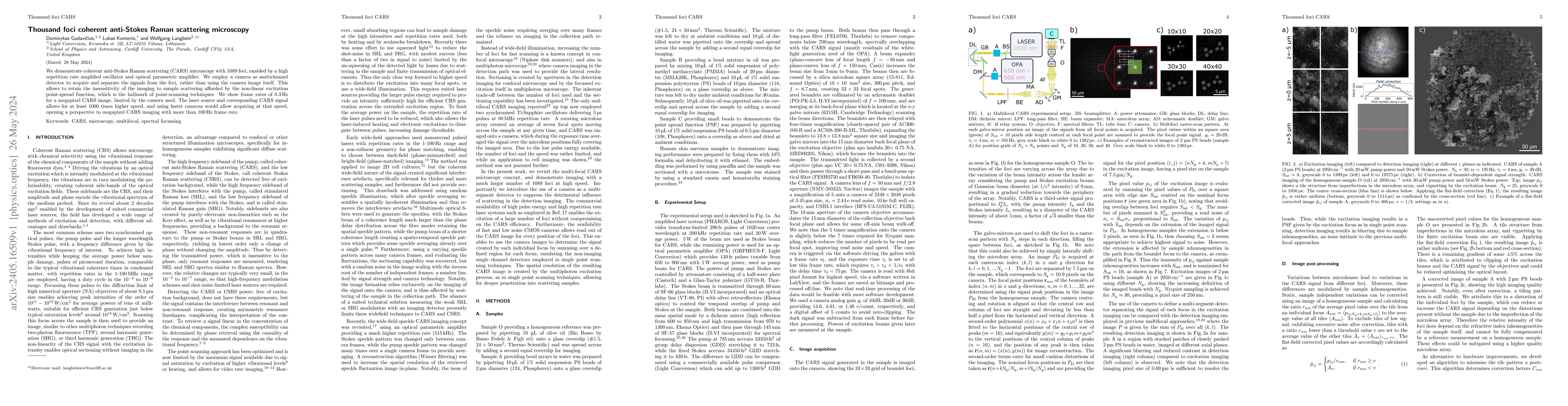 Thumbnail for Thousand foci coherent anti-Stokes Raman scattering microscopy