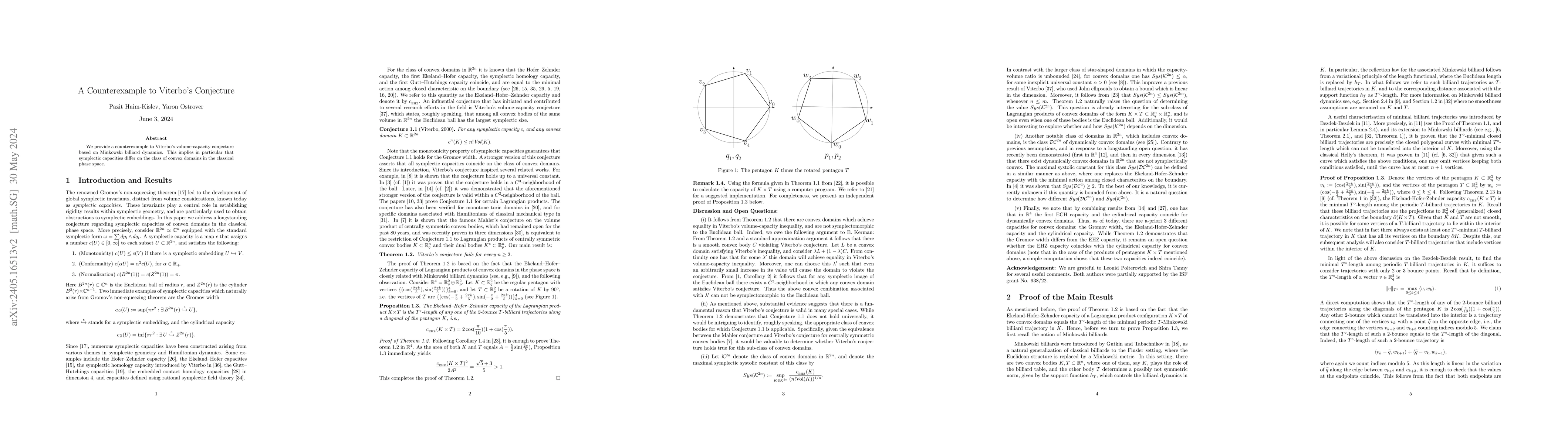 Thumbnail for A Counterexample to Viterbo's Conjecture