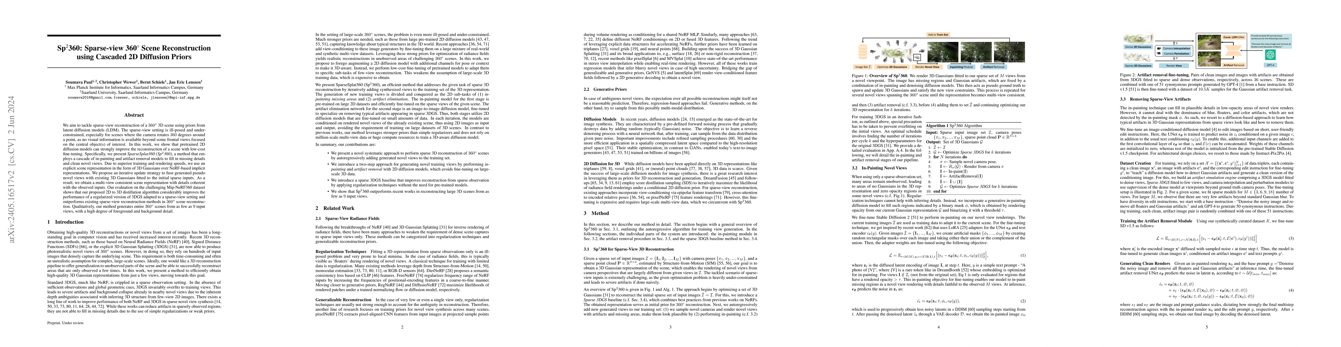 Thumbnail for Sp2360: Sparse-view 360 Scene Reconstruction using Cascaded 2D Diffusion
  Priors