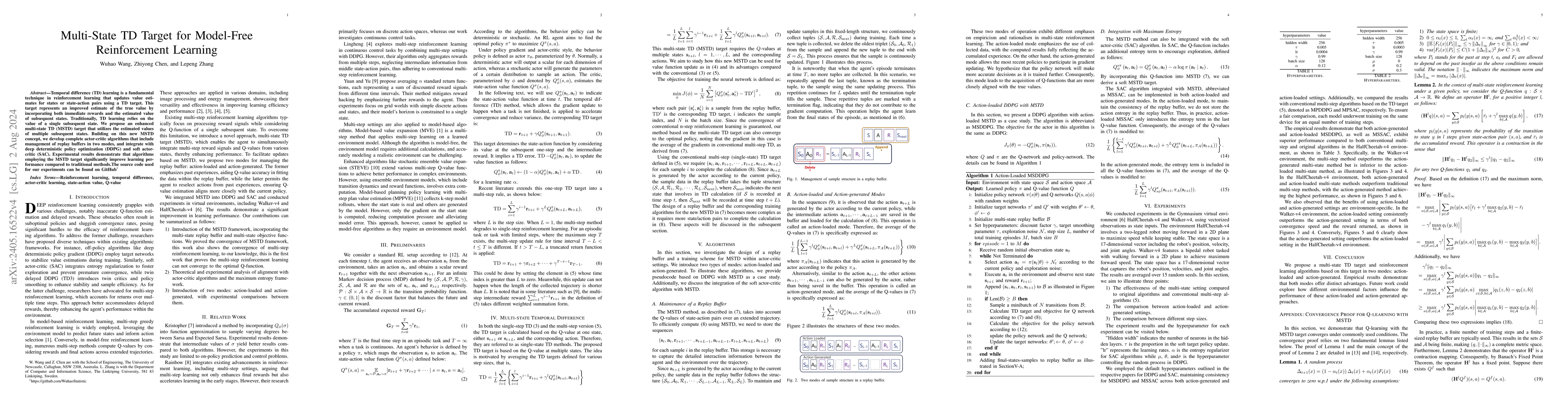 Thumbnail for Multi-State TD Target for Model-Free Reinforcement Learning