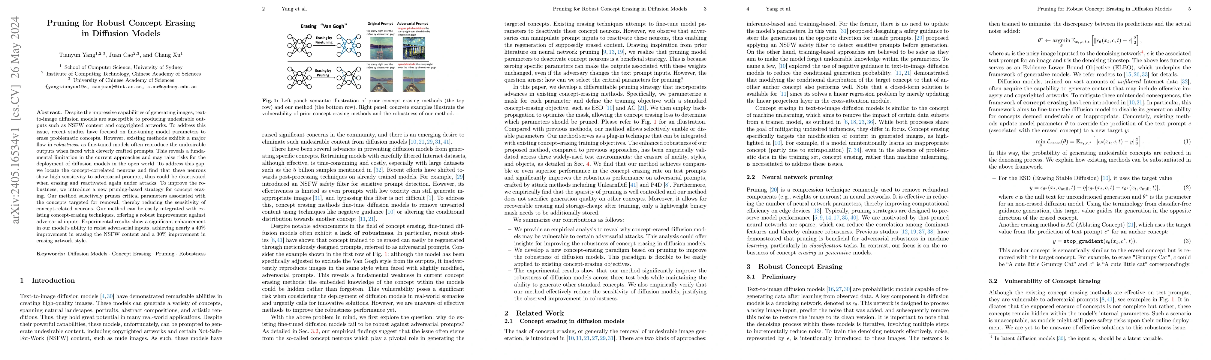 Thumbnail for Pruning for Robust Concept Erasing in Diffusion Models