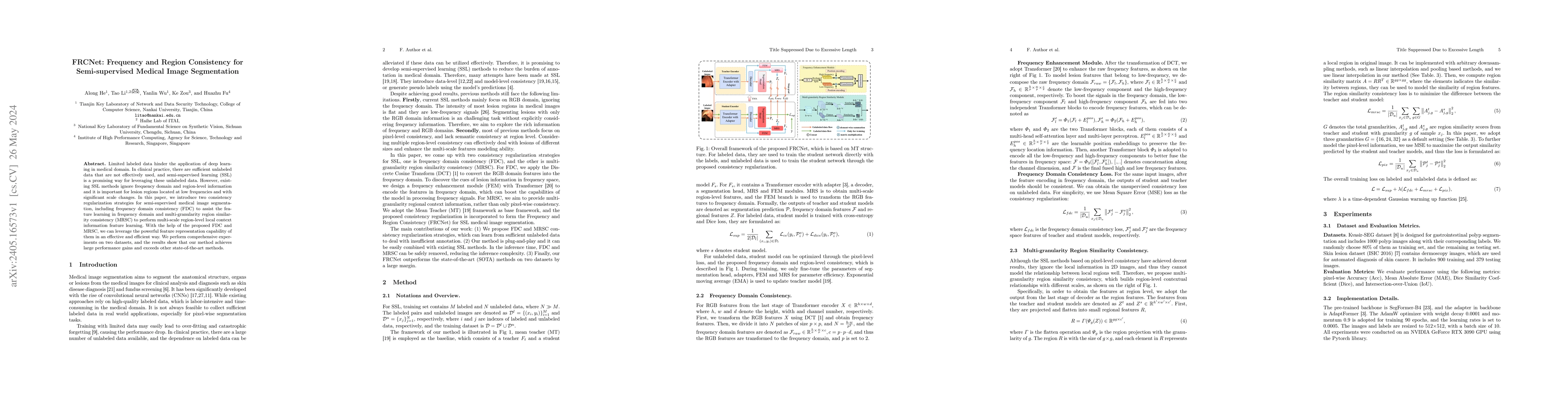 Thumbnail for FRCNet Frequency and Region Consistency for Semi-supervised Medical
  Image Segmentation