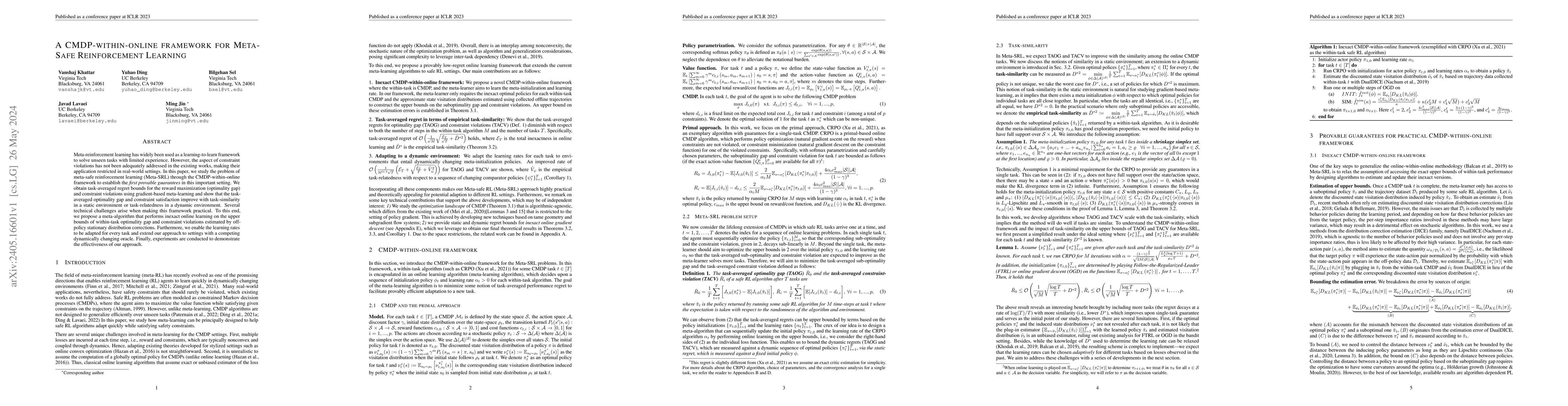 Thumbnail for A CMDP-within-online framework for Meta-Safe Reinforcement Learning
