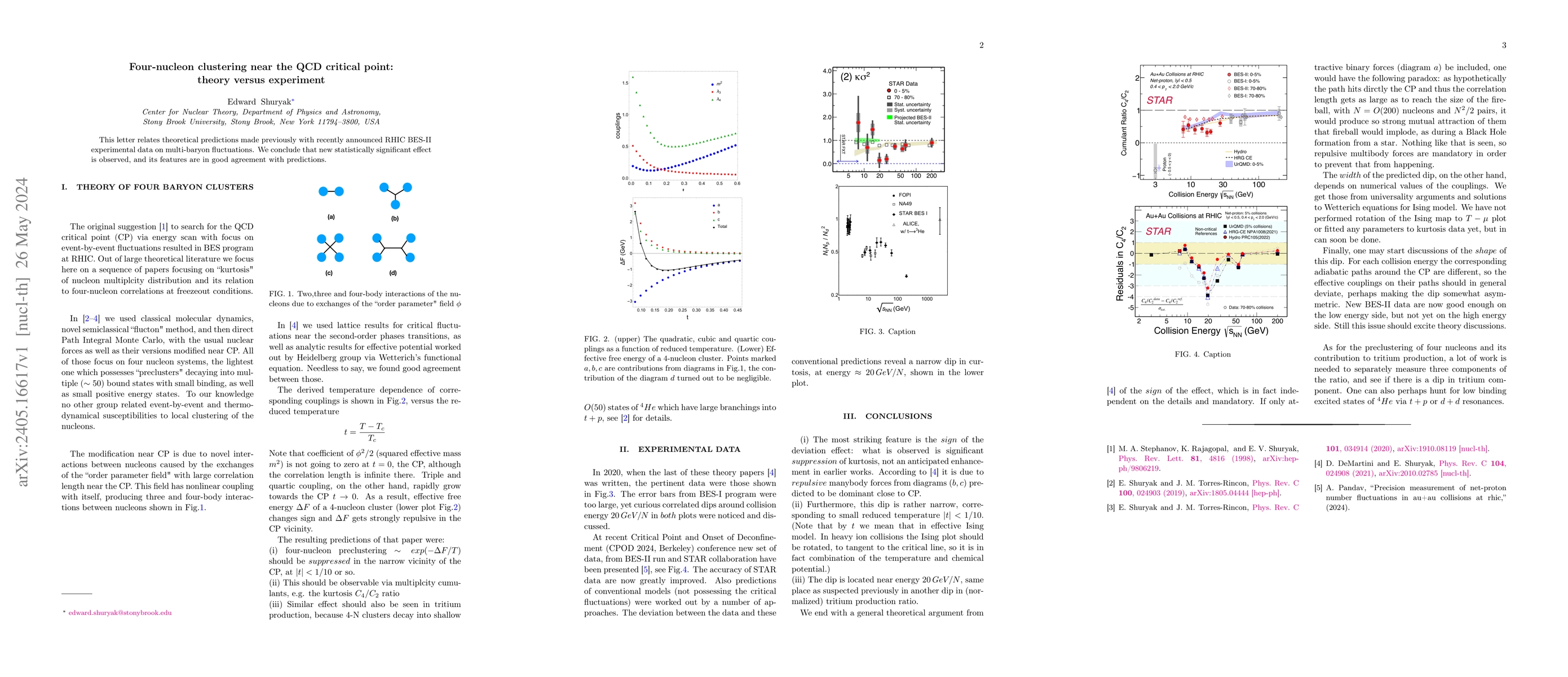 Thumbnail for Four-nucleon clustering near the QCD critical point: theory versus
  experiment