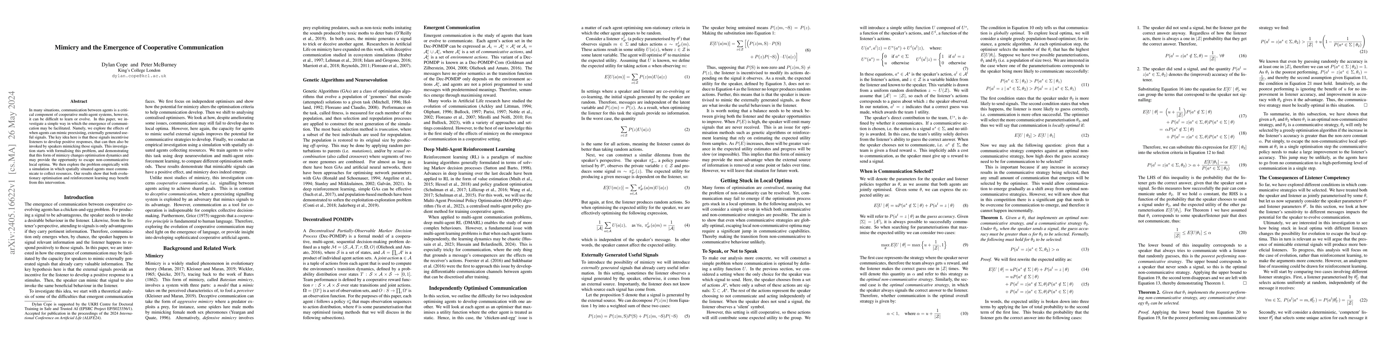 Thumbnail for Mimicry and the Emergence of Cooperative Communication