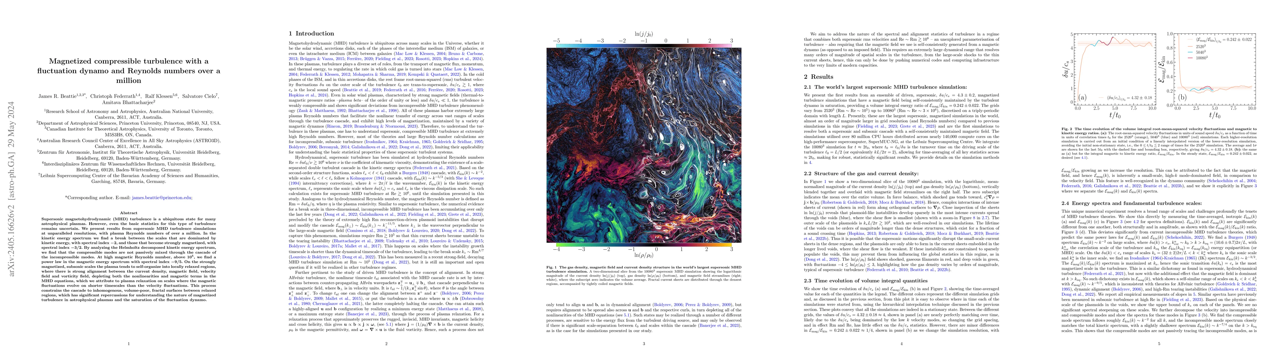 Thumbnail for Magnetized compressible turbulence with a fluctuation dynamo and
  Reynolds numbers over a million