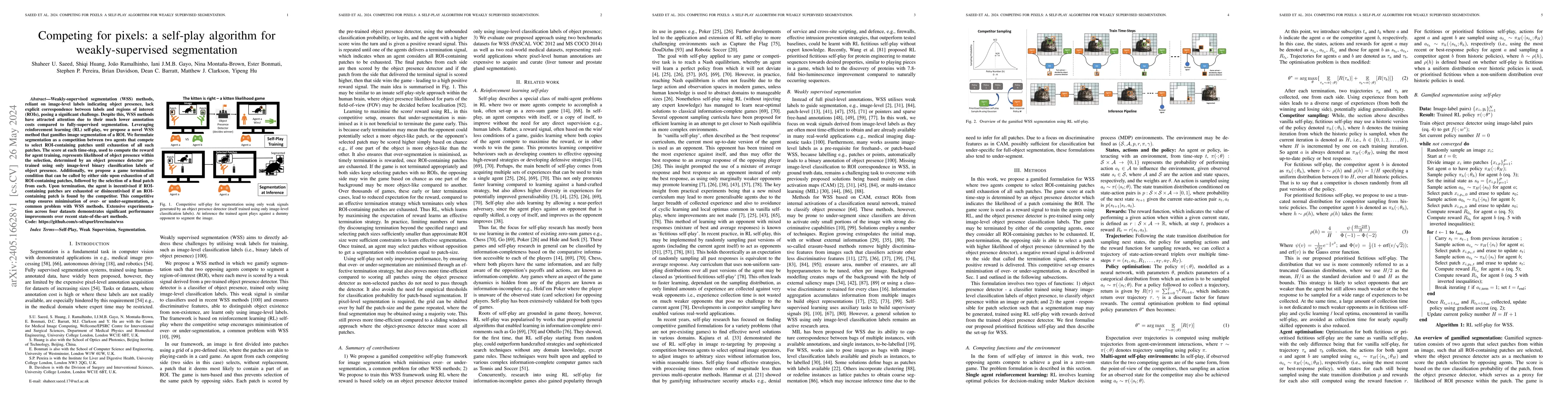 Thumbnail for Competing for pixels: a self-play algorithm for weakly-supervised
  segmentation