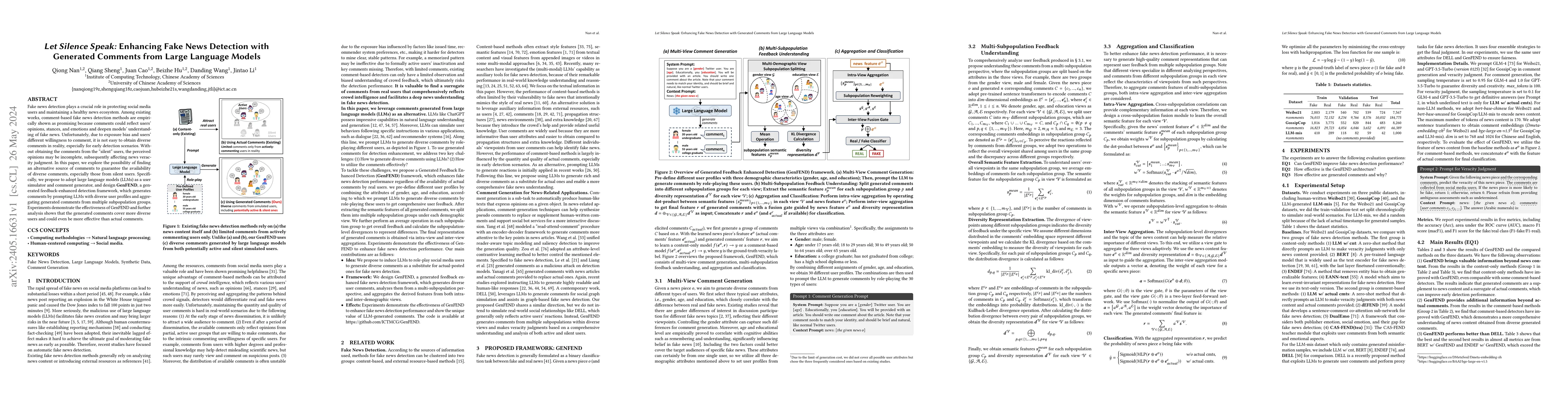 Thumbnail for Let Silence Speak: Enhancing Fake News Detection with Generated Comments
  from Large Language Models