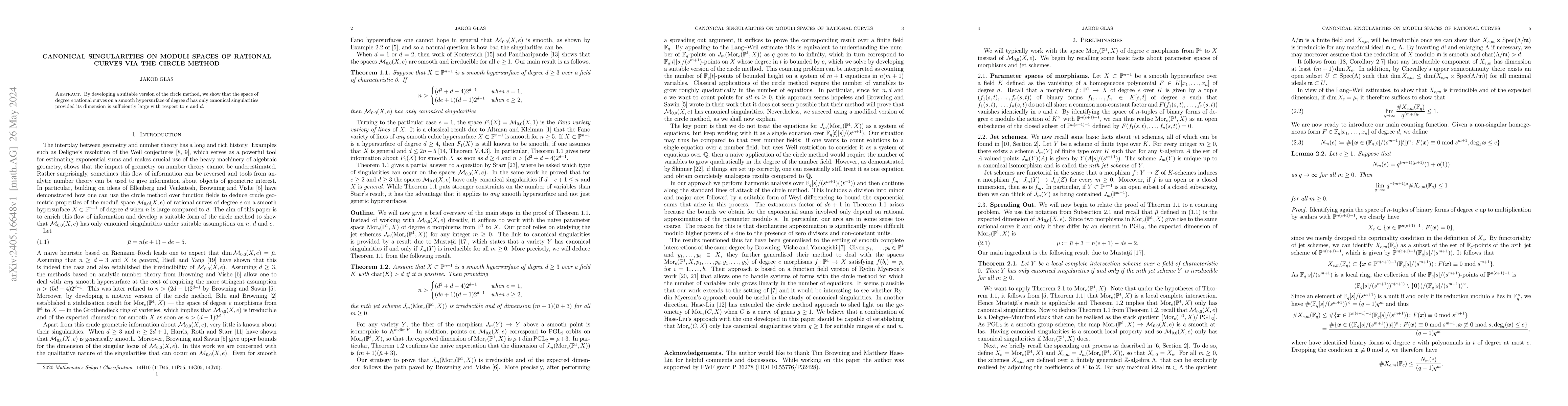 Thumbnail for Canonical singularities on moduli spaces of rational curves via the
  circle method