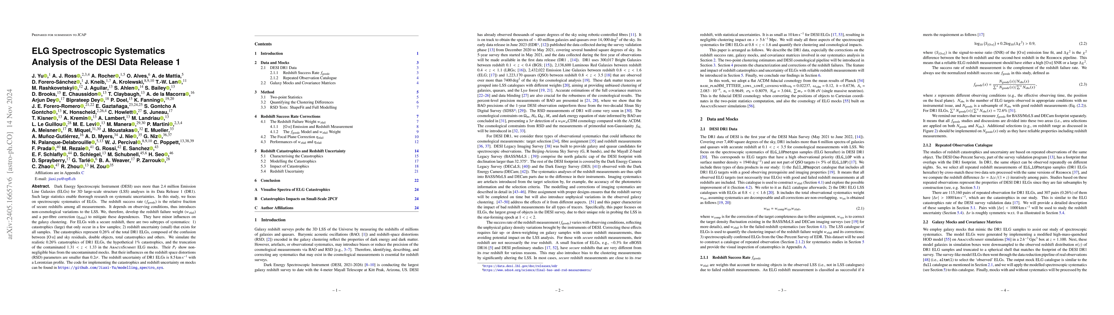Thumbnail for ELG Spectroscopic Systematics Analysis of the DESI Data Release 1