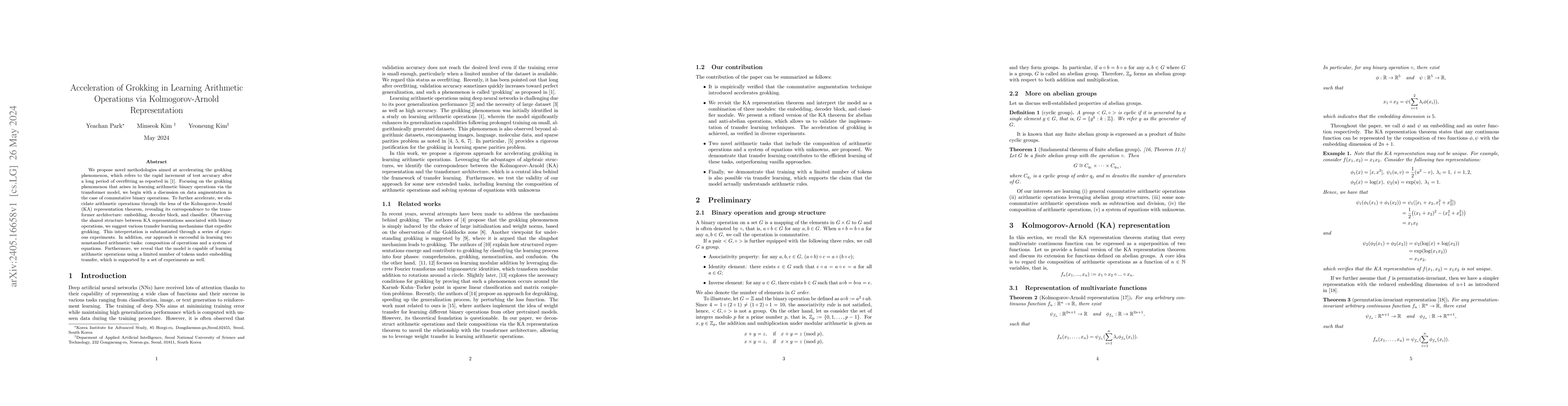 Thumbnail for Acceleration of Grokking in Learning Arithmetic Operations via
  Kolmogorov-Arnold Representation