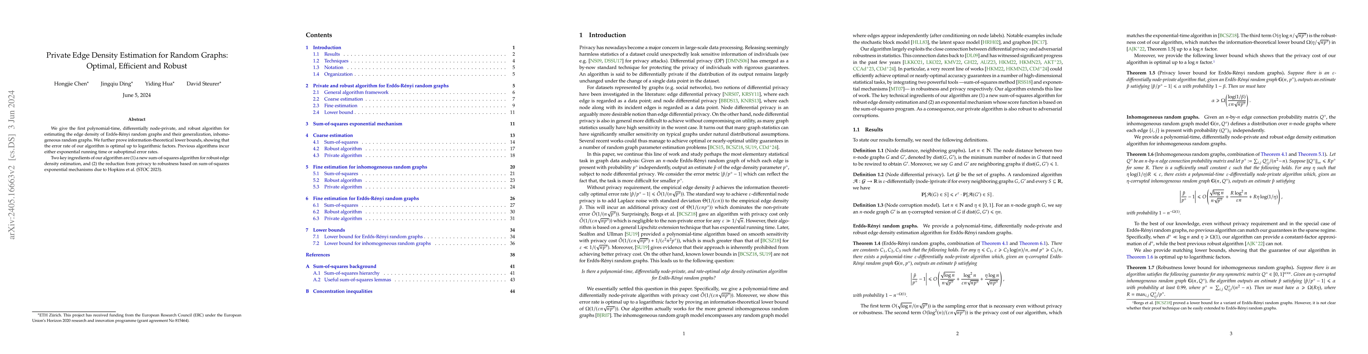 Thumbnail for Private Edge Density Estimation for Random Graphs: Optimal, Efficient
  and Robust