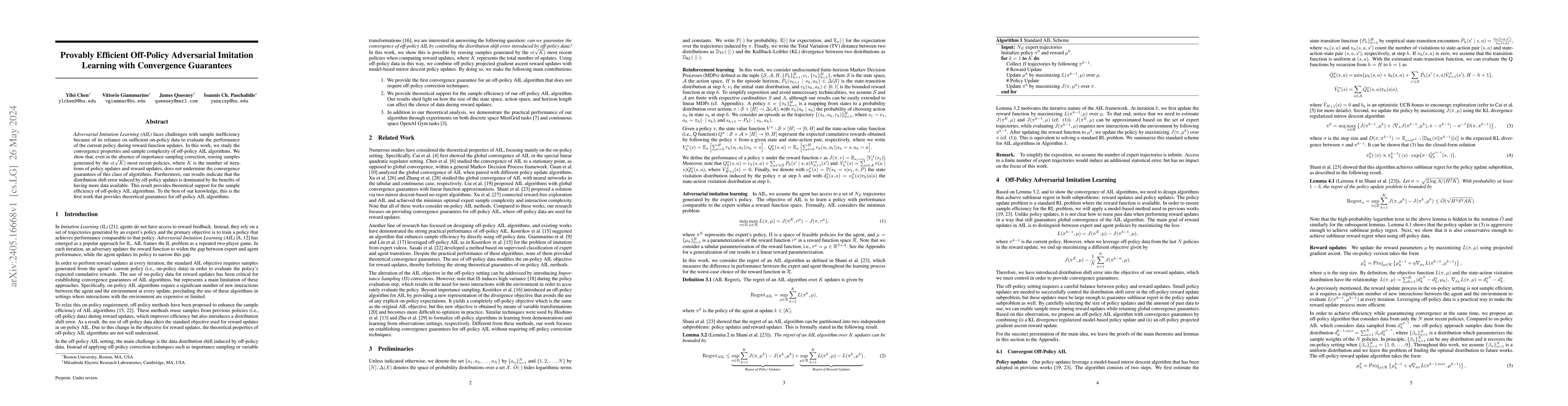 Thumbnail for Provably Efficient Off-Policy Adversarial Imitation Learning with
  Convergence Guarantees