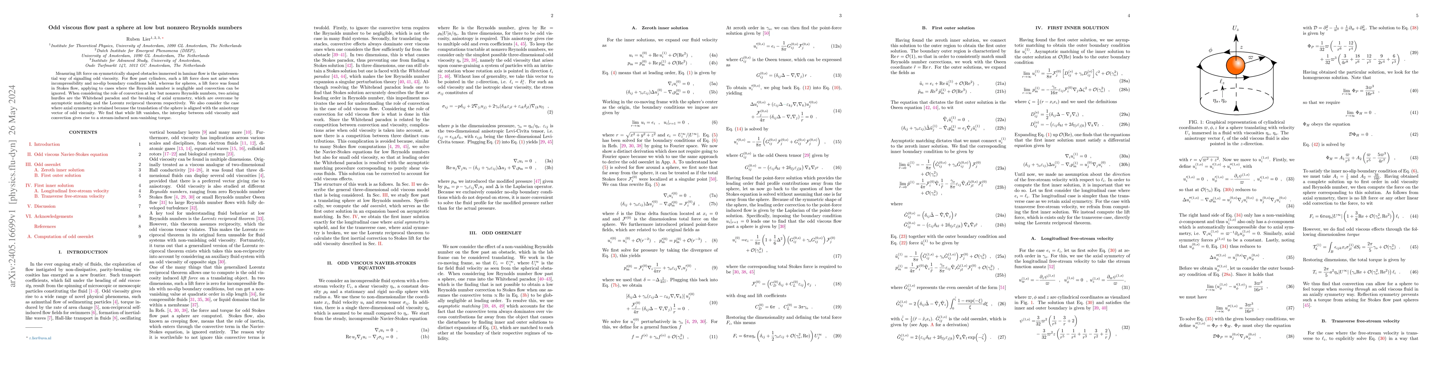 Thumbnail for Odd viscous flow past a sphere at low but nonzero Reynolds numbers