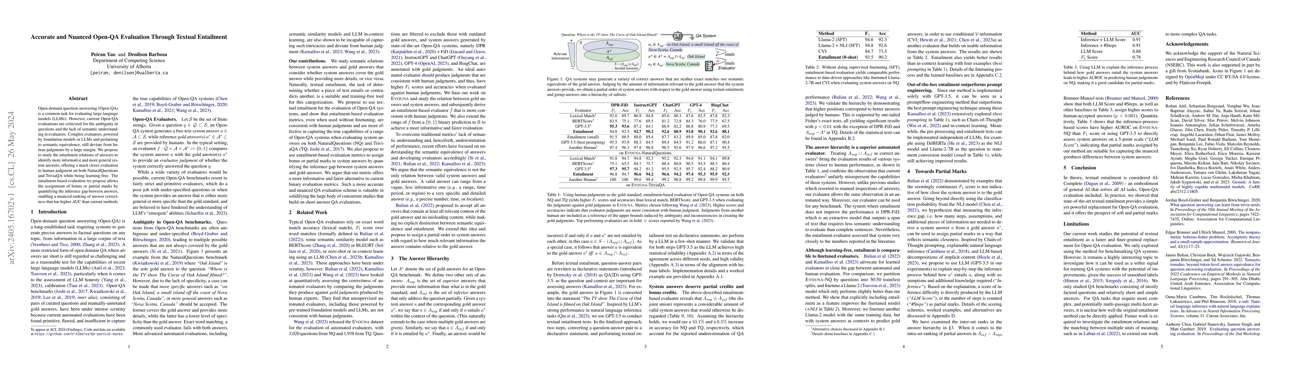 Thumbnail for Accurate and Nuanced Open-QA Evaluation Through Textual Entailment