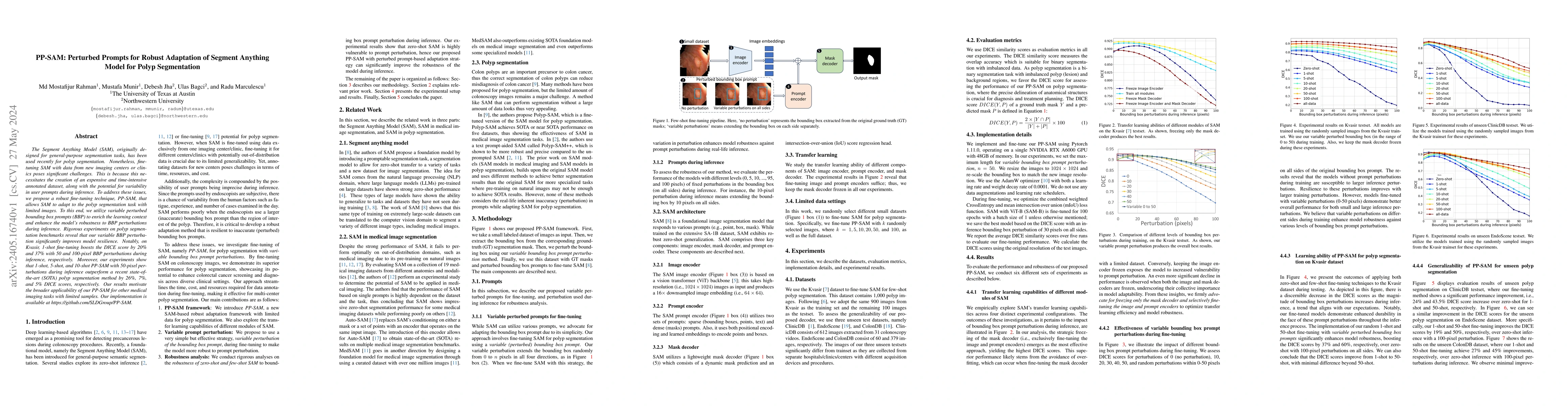 Thumbnail for PP-SAM: Perturbed Prompts for Robust Adaptation of Segment Anything
  Model for Polyp Segmentation
