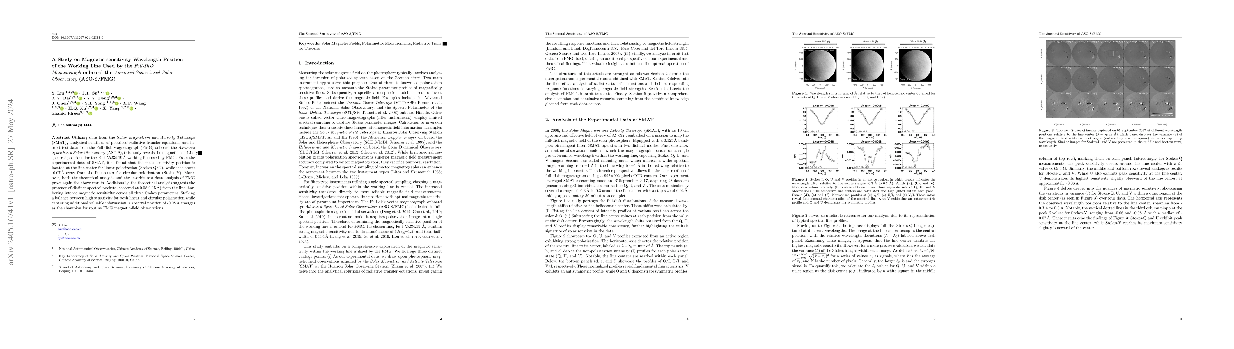 Thumbnail for A Study on Magnetic-sensitivity Wavelength Position of the Working Line
  Used by the Full-Disk Magnetograph onboard the Advanced Space based Solar
  Observatory (ASO-S/FMG)